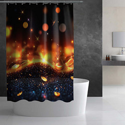 Шторка для душа Оранжевое боке на черном, цвет: 3D-принт — фото 2