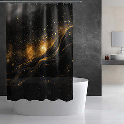 Шторка для душа Золотистое сияние на черной текстуре, цвет: 3D-принт — фото 2