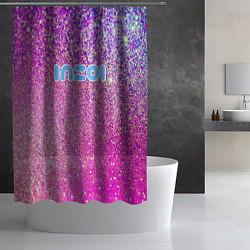 Шторка для душа Inzoi лого и розовые блестки, цвет: 3D-принт — фото 2