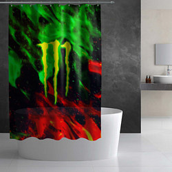 Шторка для душа Monster energy огонь лого, цвет: 3D-принт — фото 2