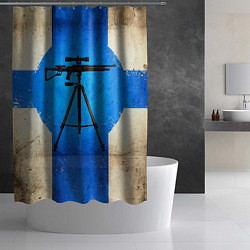 Шторка для душа Стендовая спортивная стрельба на синем, цвет: 3D-принт — фото 2