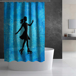 Шторка для душа Фигуристка на синем, цвет: 3D-принт — фото 2