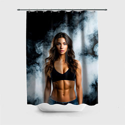 Шторка для душа Фитоняшка в дыму, цвет: 3D-принт