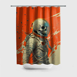 Шторка для ванной Скелет космонавт и краска на фоне