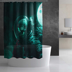 Шторка для душа Скелет в космосе, цвет: 3D-принт — фото 2