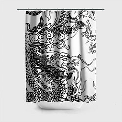 Шторка для душа Татуировка дракона на белом, цвет: 3D-принт