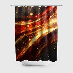 Шторка для душа Красно-золотая текстура на черном, цвет: 3D-принт