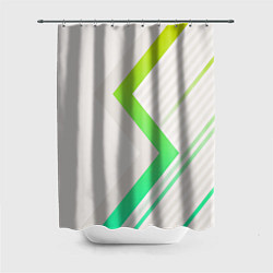Шторка для душа Color white line green, цвет: 3D-принт