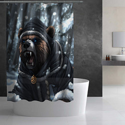 Шторка для душа Зима - русский медведь, цвет: 3D-принт — фото 2