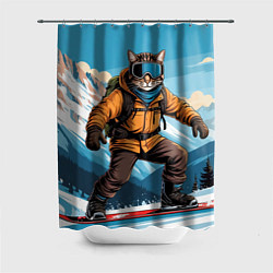 Шторка для душа Кот сноубордист, цвет: 3D-принт