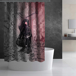 Шторка для душа Ксеноморф в розовых тонах, цвет: 3D-принт — фото 2