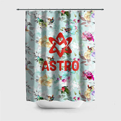 Шторка для душа Astro логотип на фоне цветов, цвет: 3D-принт