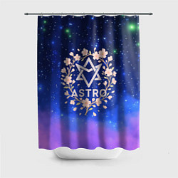 Шторка для душа ASTRO нежный логотип с цветочками, цвет: 3D-принт