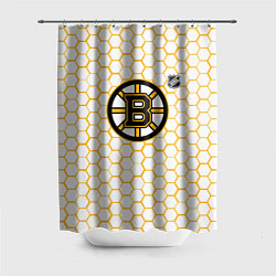Шторка для душа Бостон Брюинз - белые соты, цвет: 3D-принт