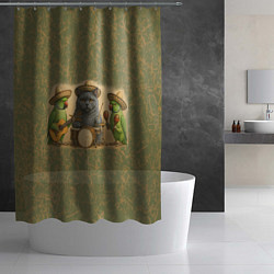 Шторка для душа Надежды маленький оркестрик в оливковом, цвет: 3D-принт — фото 2