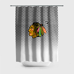 Шторка для душа Чикаго Блэкхокс - геометрический паттерн с градиен, цвет: 3D-принт