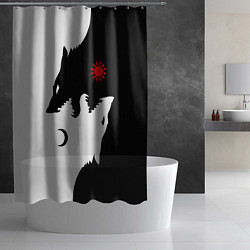 Шторка для душа Инь янь волки, цвет: 3D-принт — фото 2