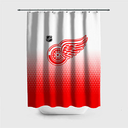 Шторка для душа Детройт Ред Уингз - красно белый градиент, цвет: 3D-принт
