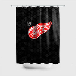 Шторка для душа Детройт Ред Уингз - черные соты, цвет: 3D-принт