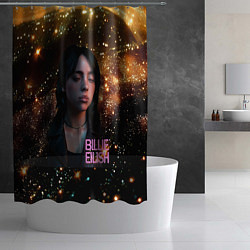 Шторка для душа Билли Айлиш с блестками на фоне, цвет: 3D-принт — фото 2