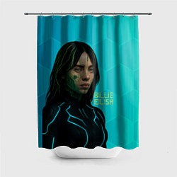 Шторка для душа Билли Айлиш киберпанк, цвет: 3D-принт