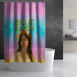 Шторка для душа Билли Айлиш с цветочным венком на голове, цвет: 3D-принт — фото 2