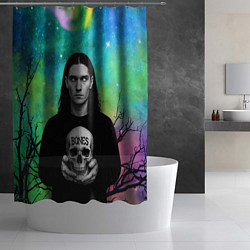 Шторка для душа Bones без зрачков держит череп в руках, цвет: 3D-принт — фото 2