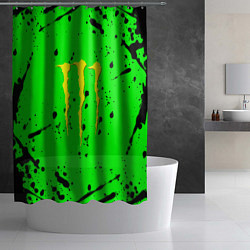 Шторка для душа Monster energy кислотные брызги, цвет: 3D-принт — фото 2