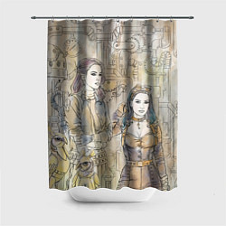 Шторка для душа Девушки стимпанк, цвет: 3D-принт
