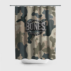 Шторка для душа Bones логотип на камуфляже, цвет: 3D-принт