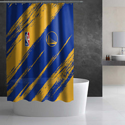 Шторка для душа Голден Стэйт Уорриорз - желто синие, цвет: 3D-принт — фото 2