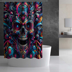 Шторка для душа Colorful cyber skull - pattern, цвет: 3D-принт — фото 2