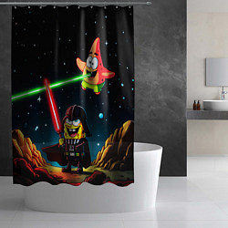 Шторка для душа Спанч Боб и Патрик в космосе, цвет: 3D-принт — фото 2