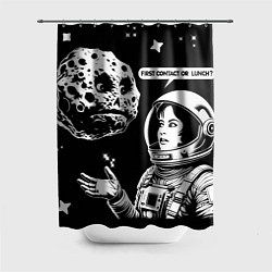 Шторка для душа Космонавт и астероид, цвет: 3D-принт