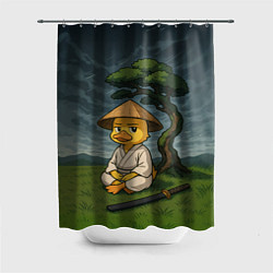 Шторка для душа Утенок самурай - медитация, цвет: 3D-принт