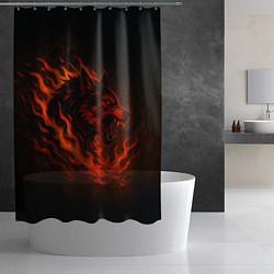 Шторка для душа Инфернальный волк, цвет: 3D-принт — фото 2