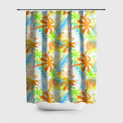 Шторка для душа Palm orange white, цвет: 3D-принт