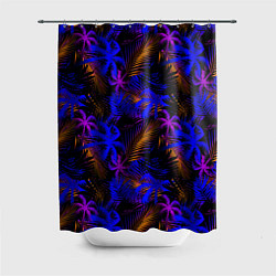 Шторка для душа Palm dark blue pink, цвет: 3D-принт