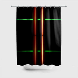 Шторка для душа Neon green black red line, цвет: 3D-принт