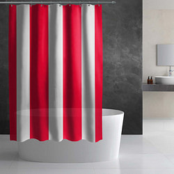 Шторка для душа Color red white line, цвет: 3D-принт — фото 2
