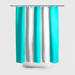 Шторка для душа Color light blue white lines, цвет: 3D-принт
