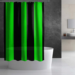 Шторка для душа Color green black lines, цвет: 3D-принт — фото 2