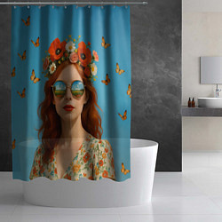 Шторка для душа Девушка в очках, цвет: 3D-принт — фото 2