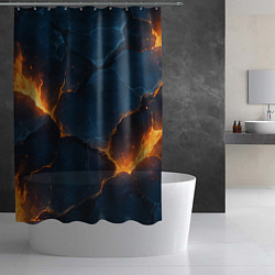 Шторка для душа Разлом плит с огнем, цвет: 3D-принт — фото 2