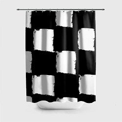 Шторка для ванной Черные квадраты в виде шахматной доски