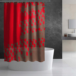 Шторка для душа Абстрактные алые пятна на цвете какао, цвет: 3D-принт — фото 2