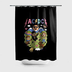 Шторка для душа ACDC, мультяшный стиль, цвет: 3D-принт
