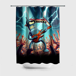 Шторка для душа Бендер рок гитарист - группа Футурама, цвет: 3D-принт