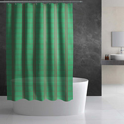 Шторка для душа Color green cage brown stripes, цвет: 3D-принт — фото 2
