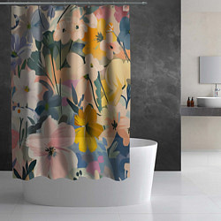Шторка для душа Цветы цветочки, цвет: 3D-принт — фото 2